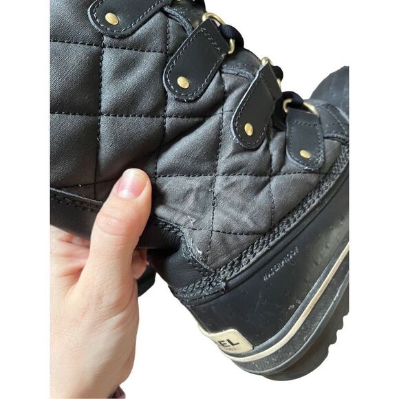 Sorel Joan Of Arctic Boots Black size 8 Snow Lace Up Faux Fur waterproof - Picture 5 of 14